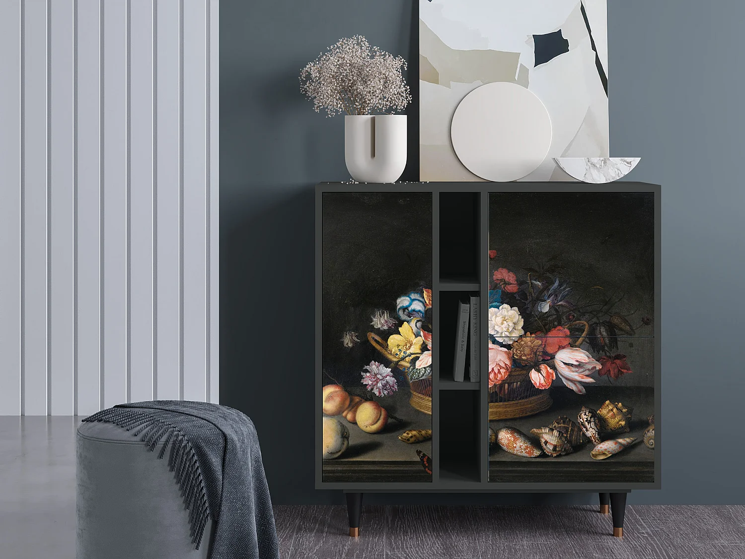 Buffet - 94х96х41 cm - BS5 - Still Life with Flowers, Anthracite