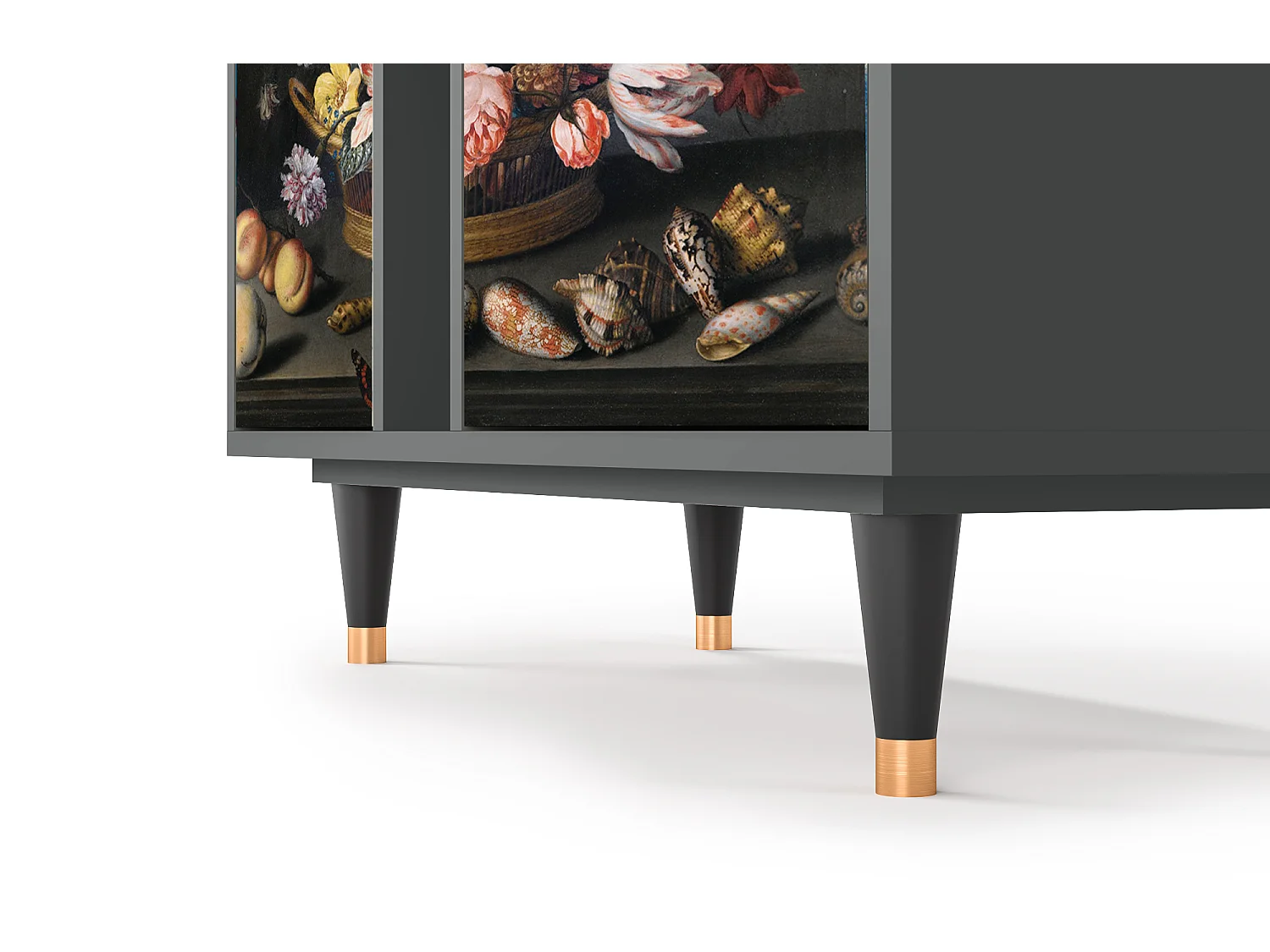 Kredens - 94х96х41 cm - BS5 - Still Life with Flowers, Antracyt