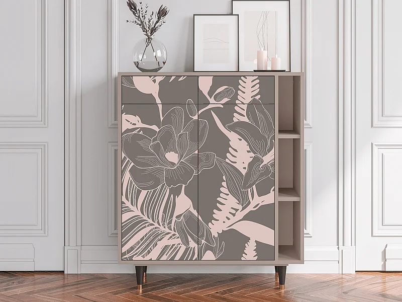 Kredens - 96х110х41 cm - BS6 - Issabelline Flower, Latte