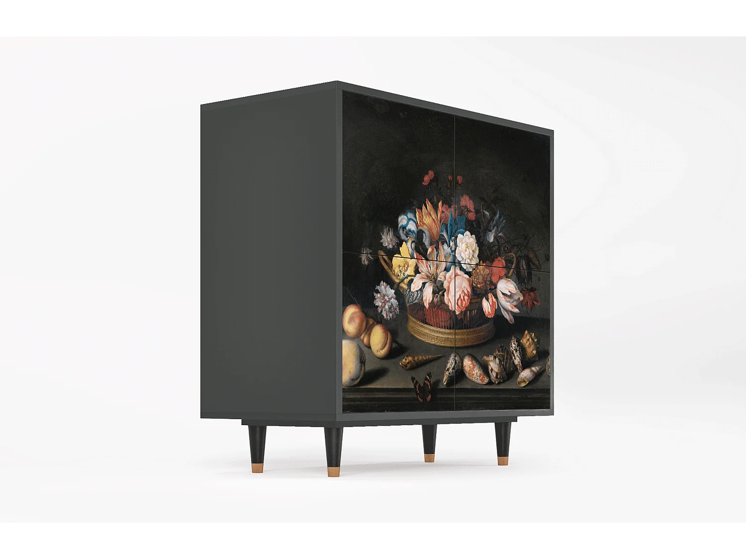 Kredens - 94x96x48 cm - BS3 - Still Life with Flowers, Antracyt