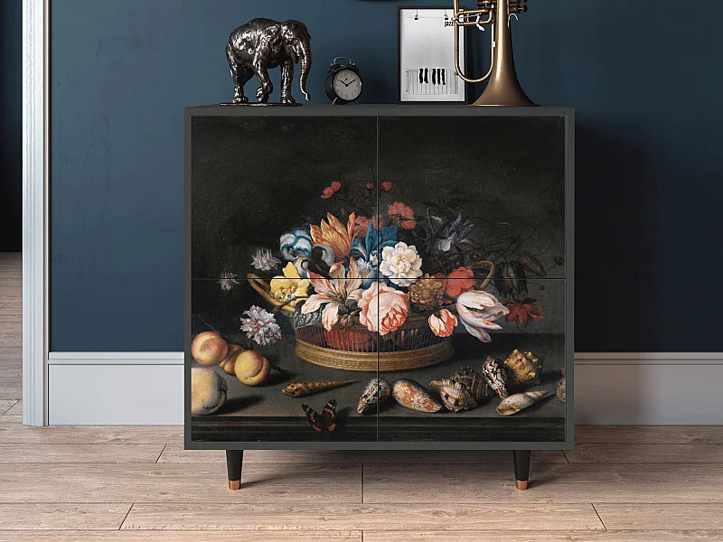 Kredens - 94x96x48 cm - BS3 - Still Life with Flowers, Antracyt