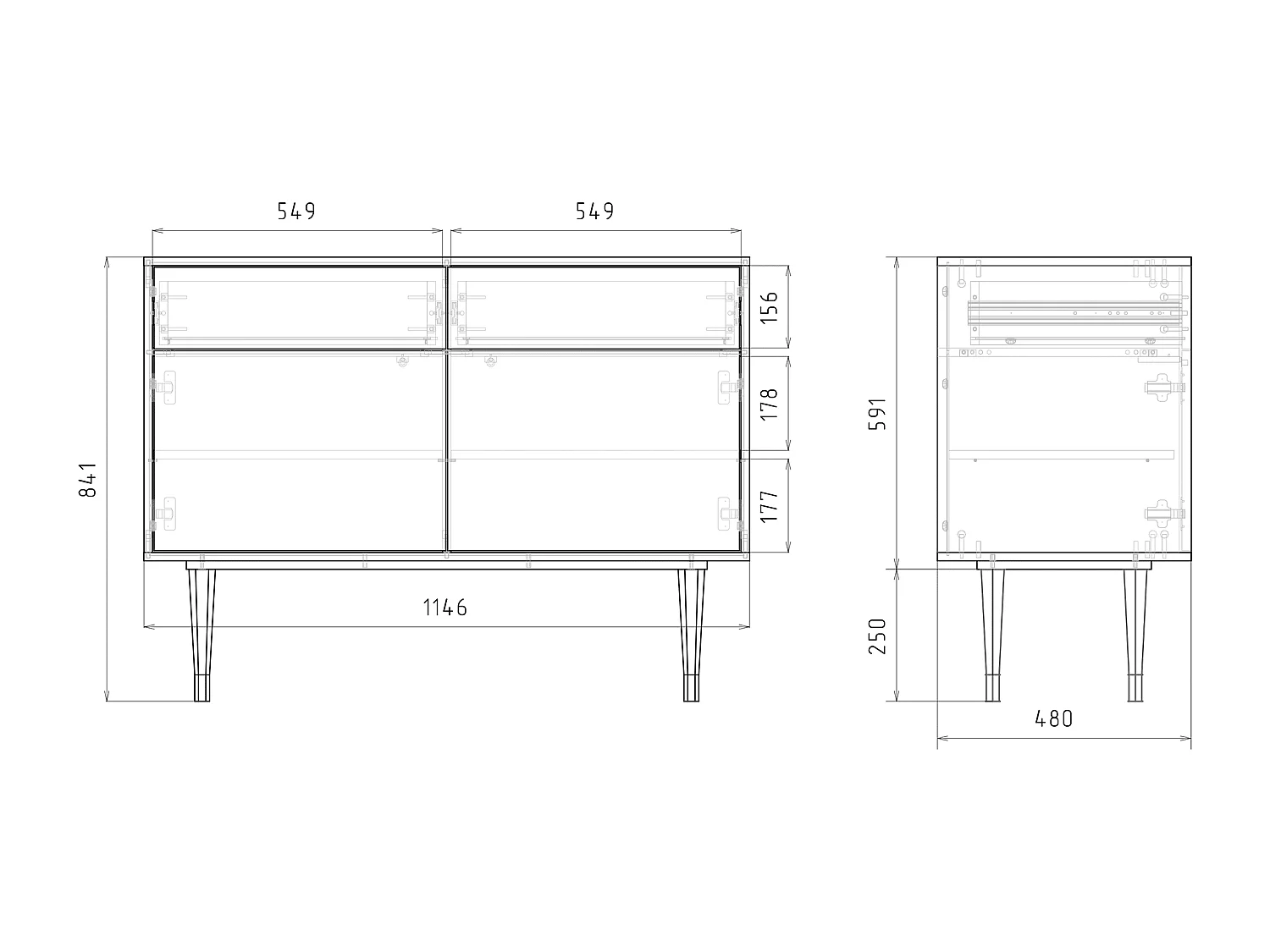 Dressoir - 115x85x48 cm - BS4 - Royal Triangles, Walnoot
