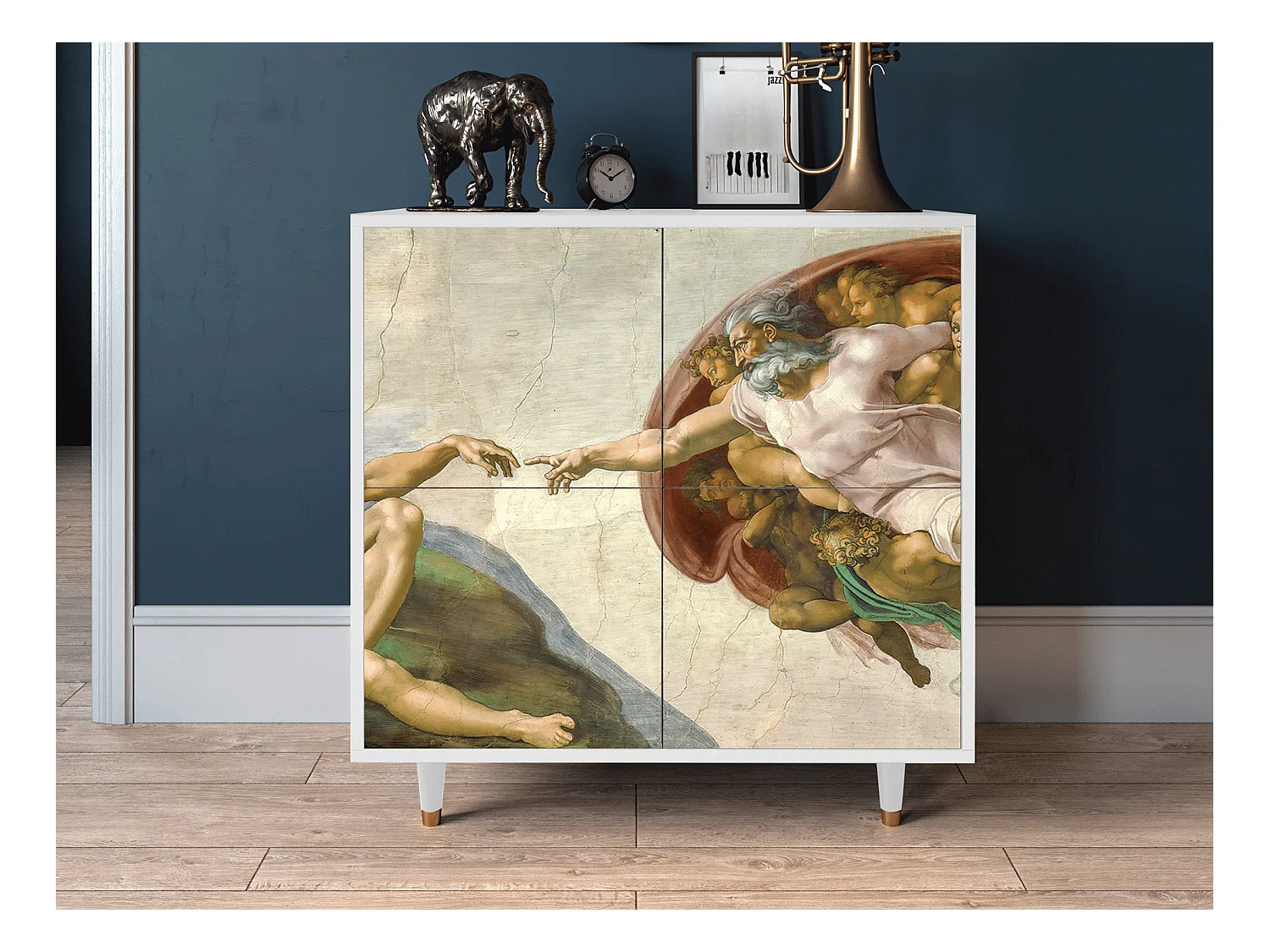 Kredens - 94x96x48 cm - BS3 - The Creation of Adam, Biały