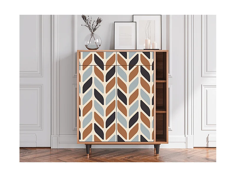 Sideboard - 96х110х41 cm - BS6 - Beige Laure, Walnuss