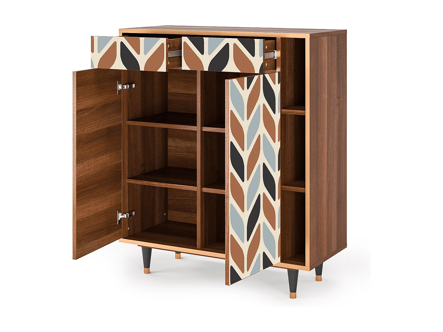 Sideboard - 96х110х41 cm - BS6 - Beige Laure, Walnuss