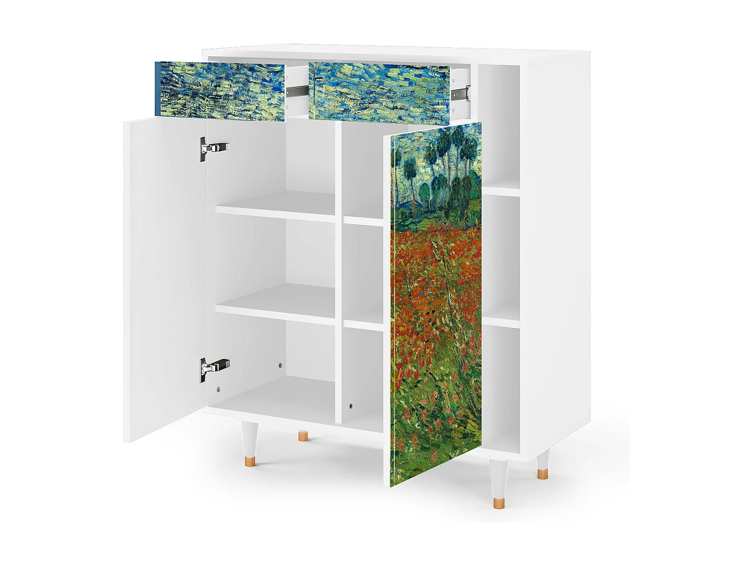 Sideboard - 96х110х41 cm - BS6 - Poppy field by van Gogh, Weiß