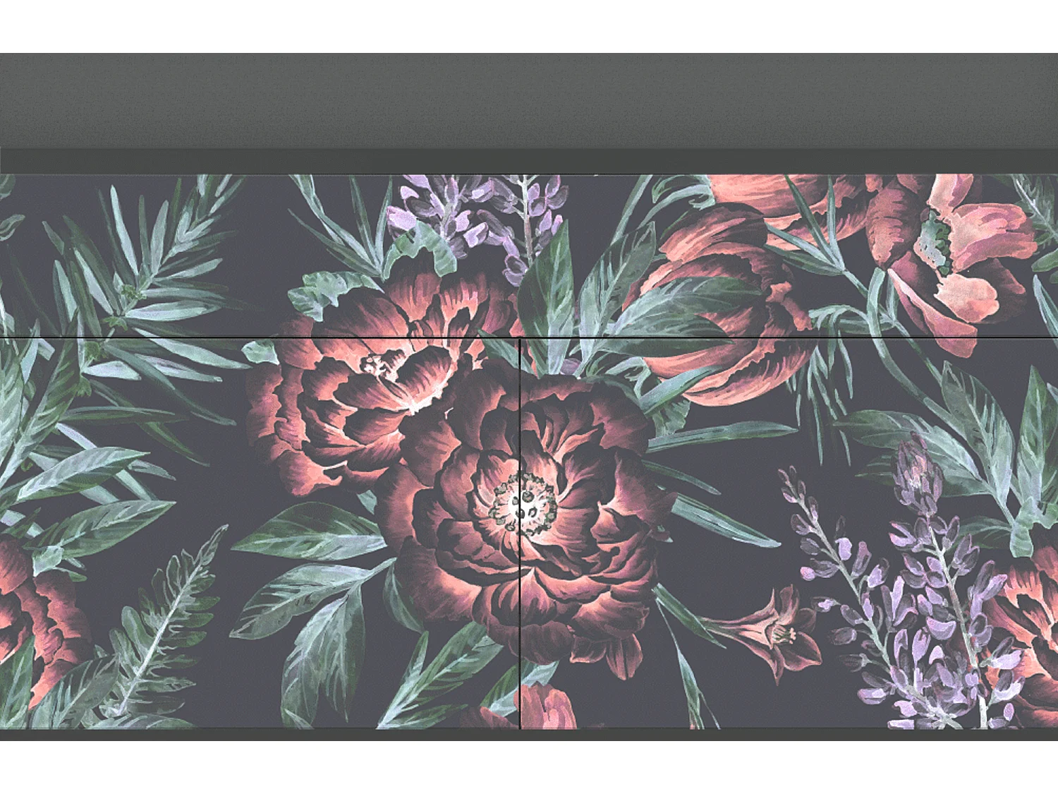 Kredens - 115x85x48 cm - BS4 - Dark Peonies, Antracyt