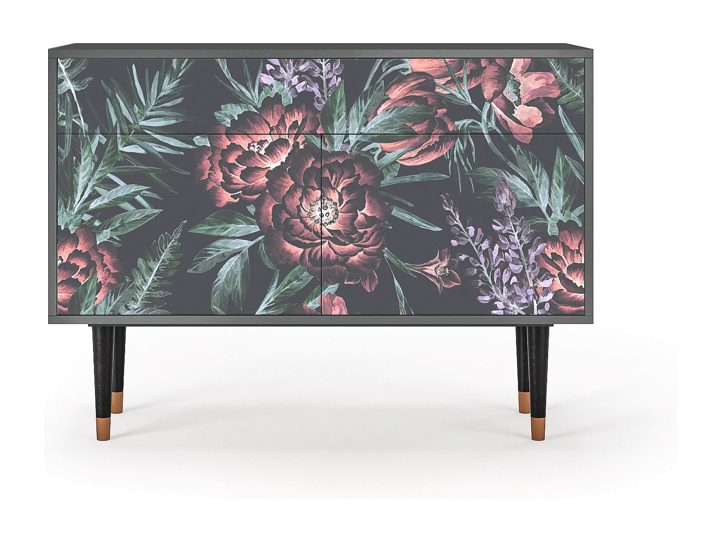 Buffet - 115x85x48 cm - BS4 - Dark Peonies, Anthracite