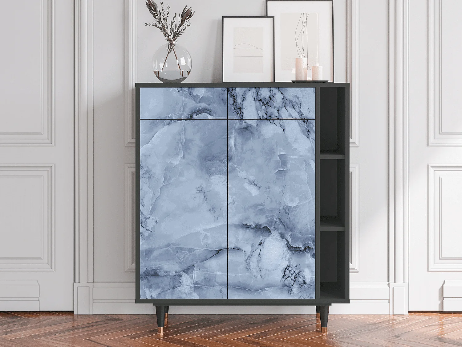 Aparador - 96х110х41 cm - BS6 - Feather Ice, Antracita