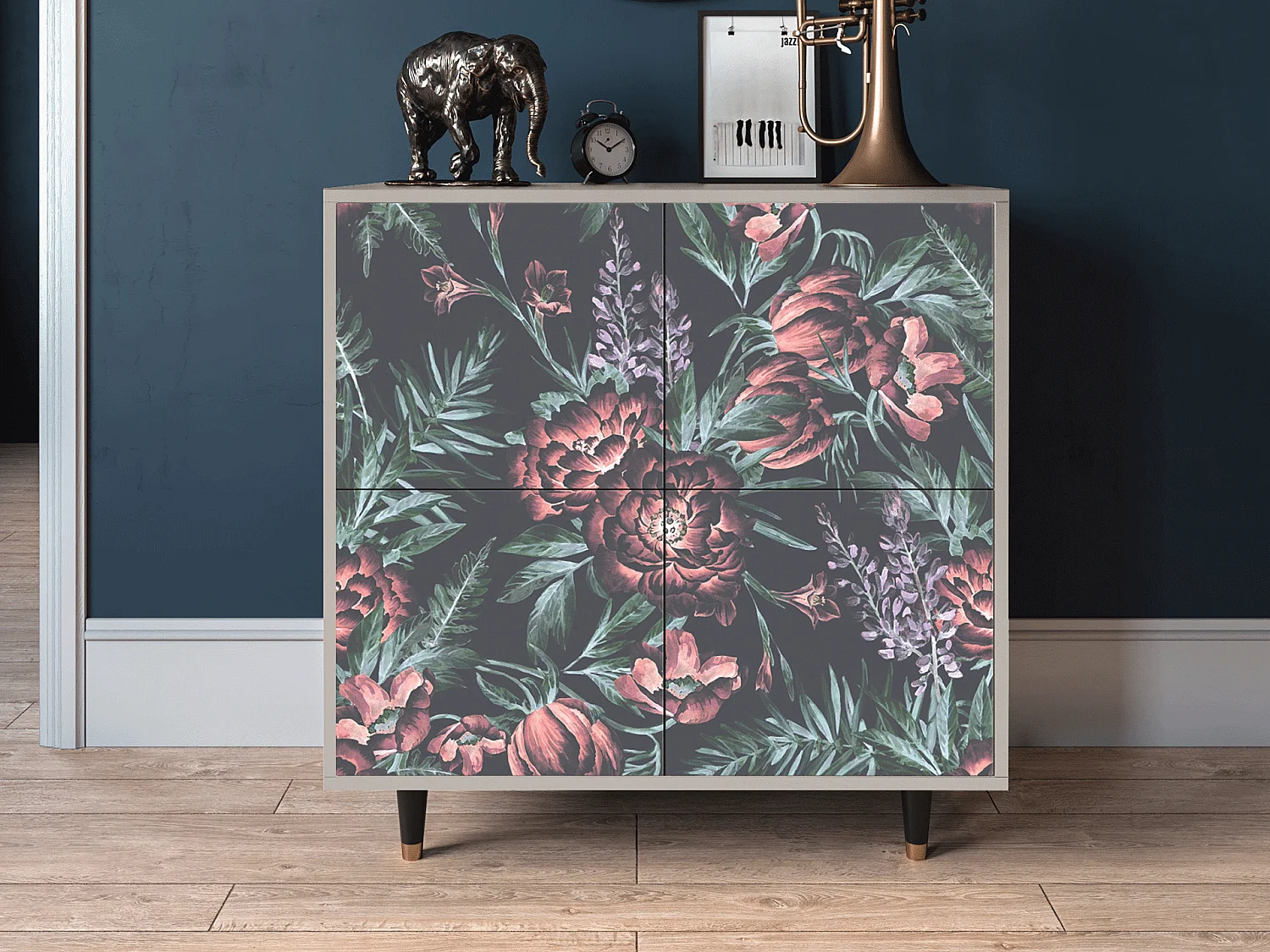 Aparador - 94x96x48 cm - BS3 - Dark Peonies, Areia