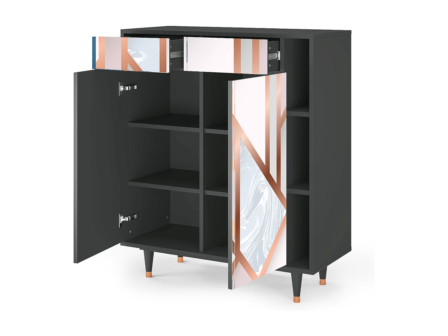 Kredens - 96х110х41 cm - BS6 - Champagne Story, Antracyt