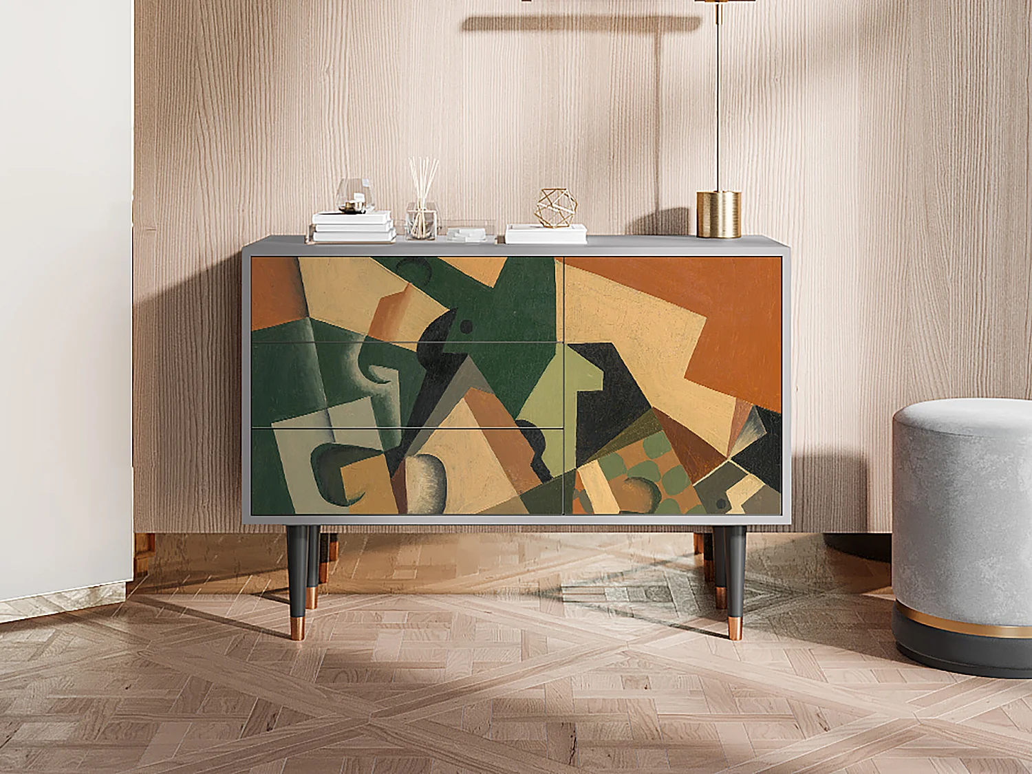 Buffet - 115х84х41 cm - S3 - Glass and Checkerboard, Gris