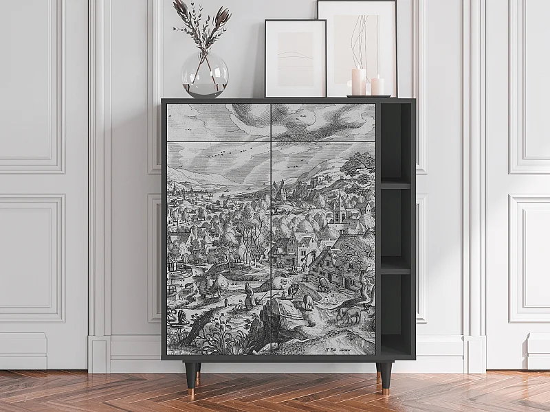 Kredens - 96х110х41 cm - BS6 - Bird Dropping, Antracyt