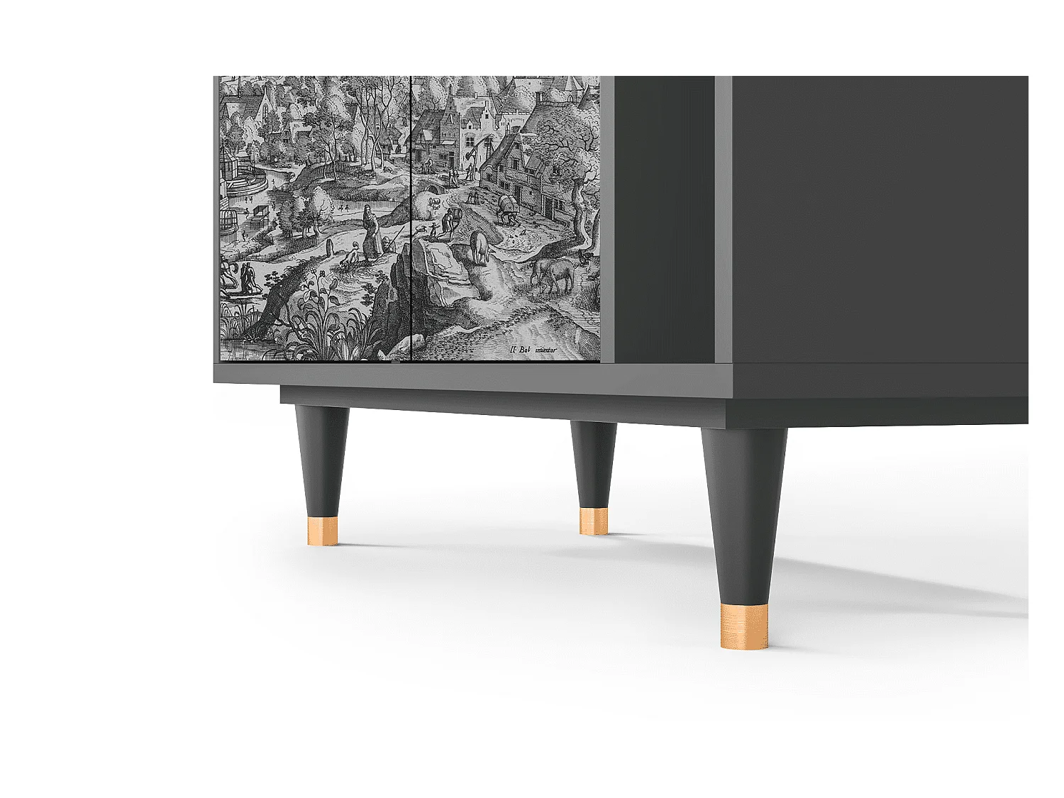 Kredens - 96х110х41 cm - BS6 - Bird Dropping, Antracyt