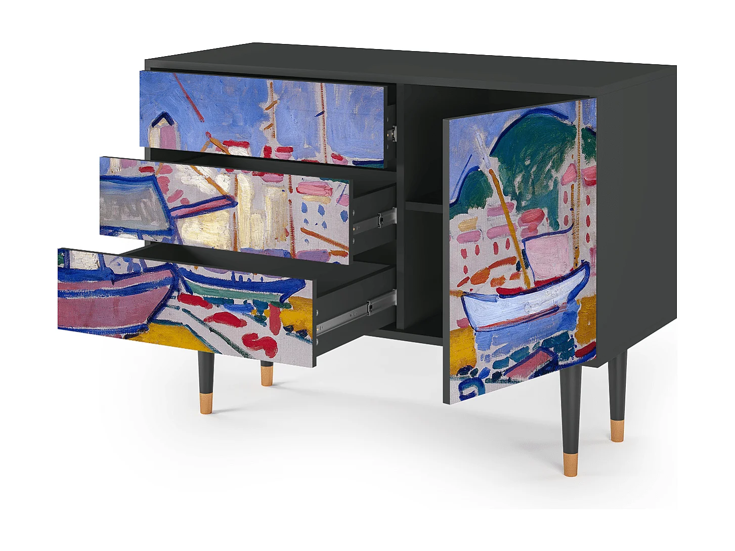 Aparador - 115х84х41 cm - S3 - The Port of Collioure , Antracita