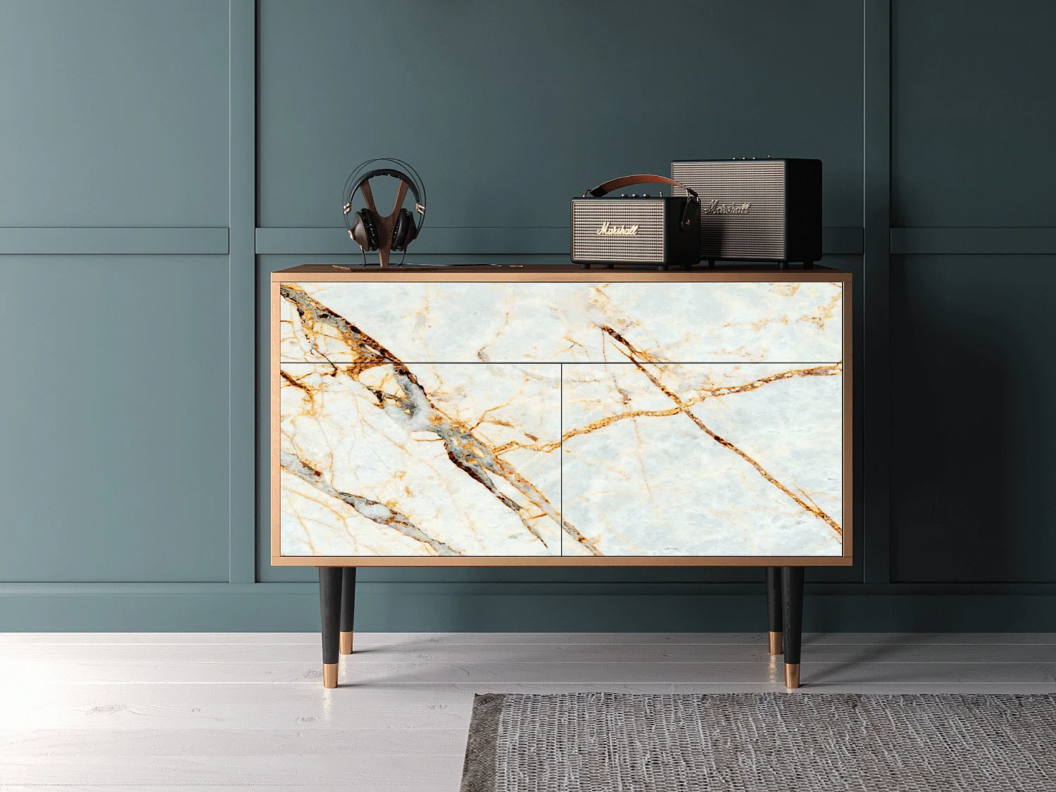 Buffet - 115x85x48 cm - BS4 - Sabley Marble, Noyer