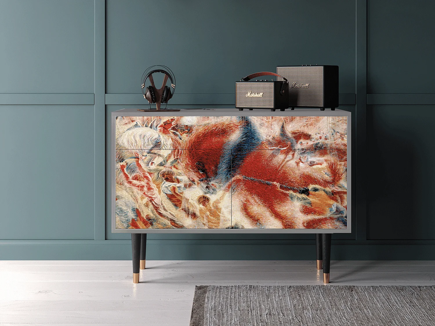 Kredens - 115x85x48 cm - BS4 - The City Rises, Szary