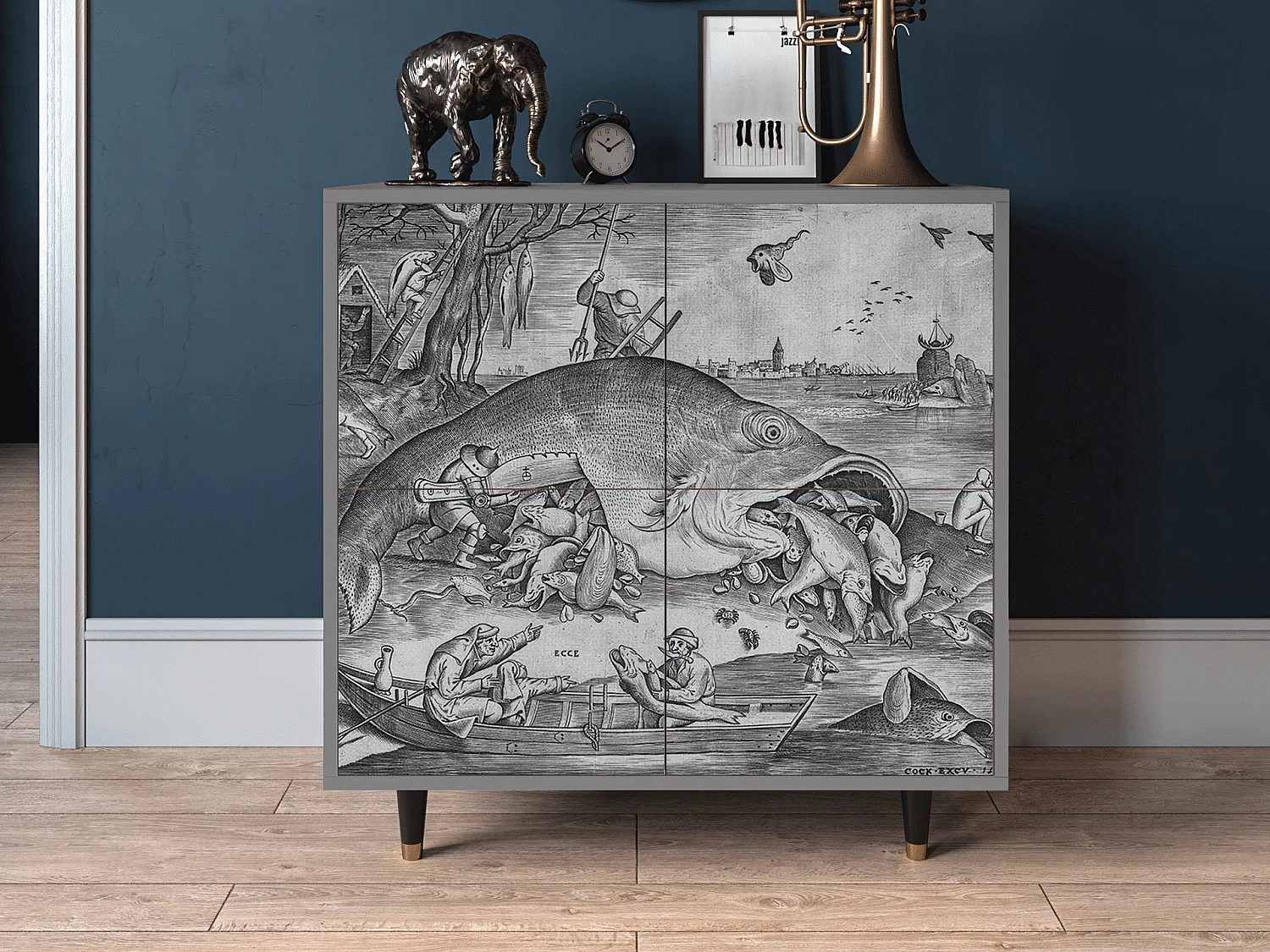 Dressoir - 94x96x48 cm - BS3 - Big Fish Eat Little, Grijs