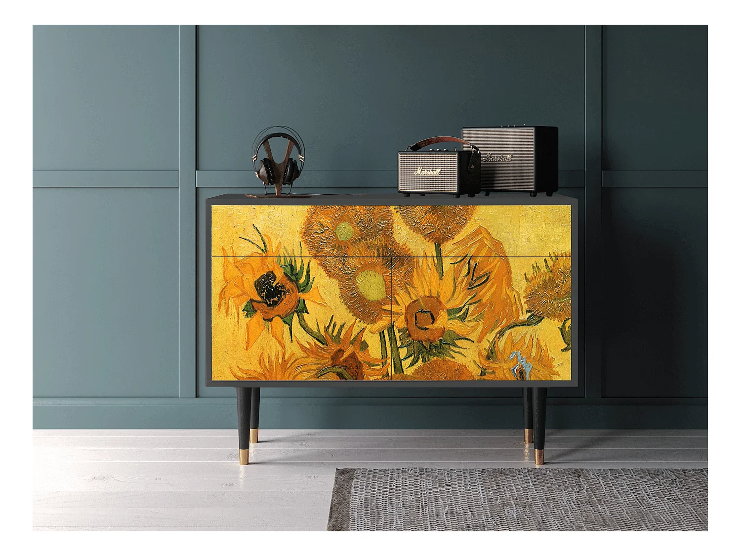 Sideboard - 115x85x48 cm - BS4 - Sunflowers, Anthrazit