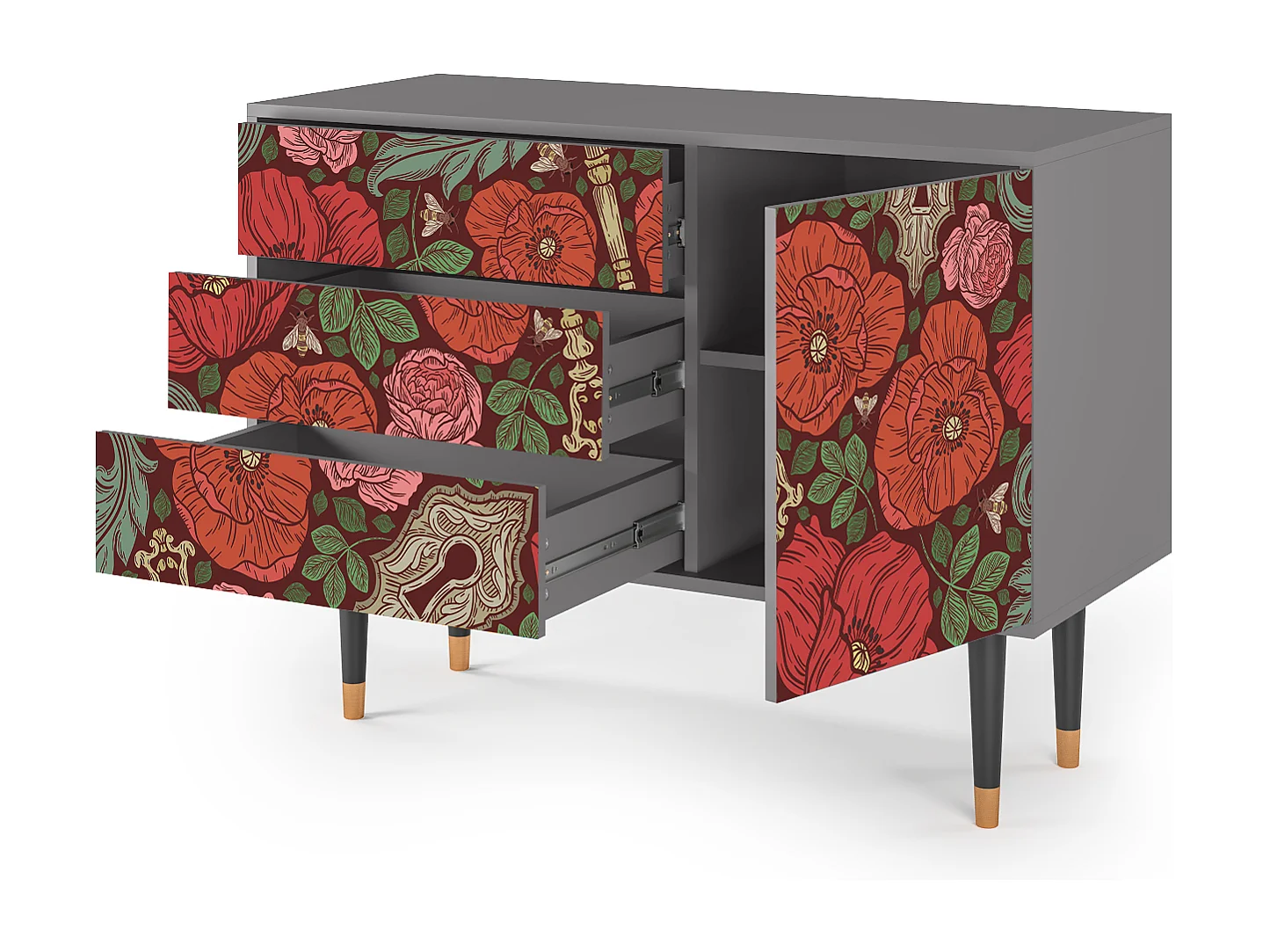 Buffet - 115х84х41 cm - S3 - Poppy Garden, Gris