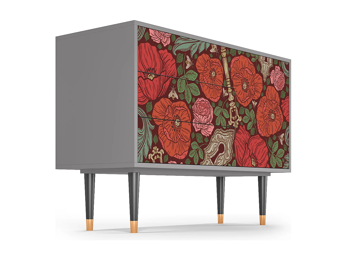 Dressoir - 115х84х41 cm - S3 - Poppy Garden, Grijs