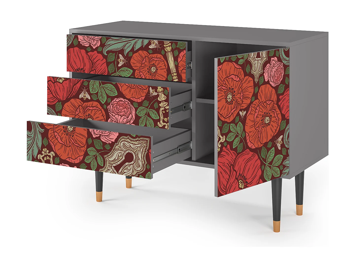 Buffet - 115х84х41 cm - S3 - Poppy Garden, Gris