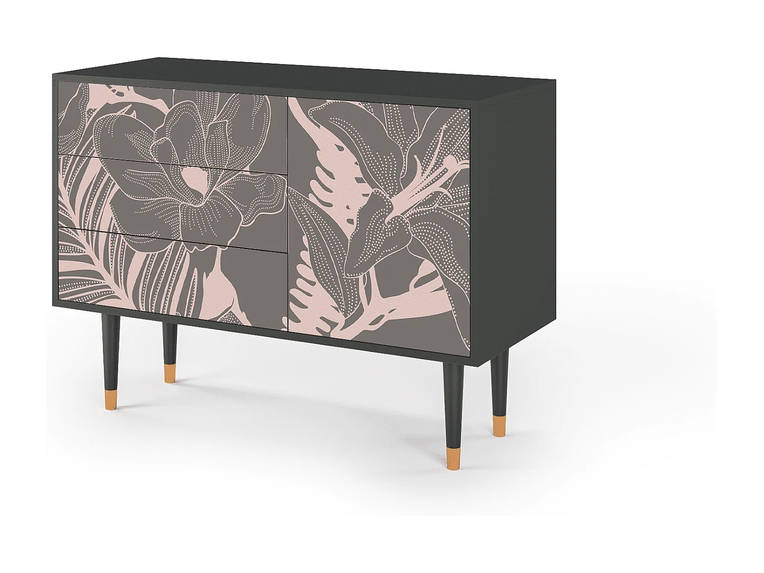 Kredens - 115х84х41 cm - S3 - Issabelline Flower, Antracyt
