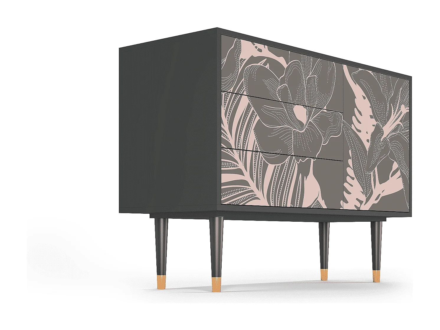 Kredens - 115х84х41 cm - S3 - Issabelline Flower, Antracyt