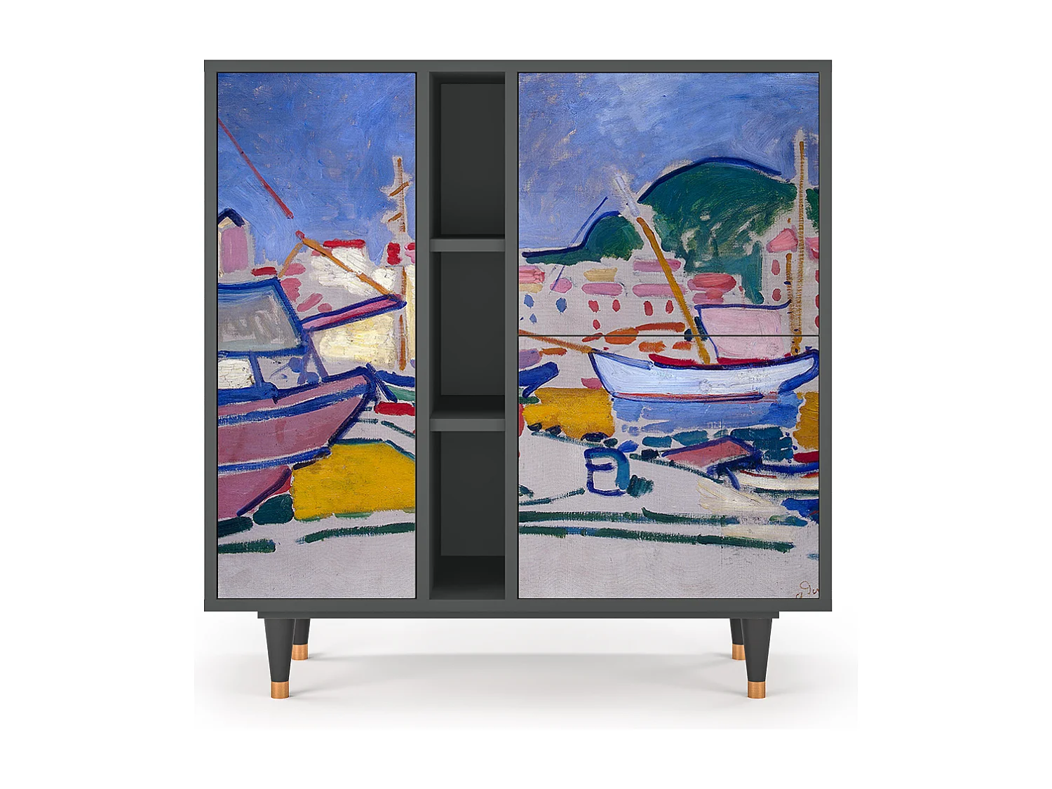 Kredens - 94х96х41 cm - BS5 - The Port of Collioure , Antracyt