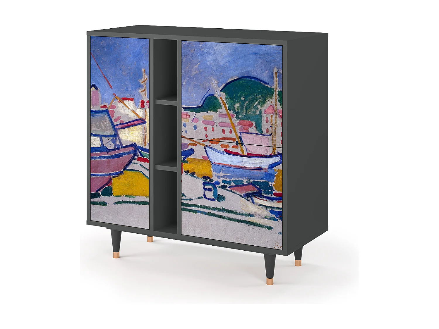 Kredens - 94х96х41 cm - BS5 - The Port of Collioure , Antracyt