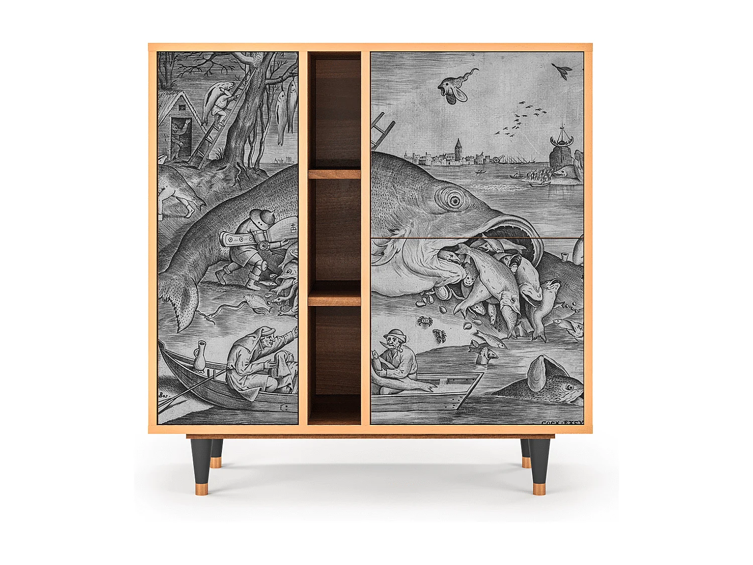 Buffet - 94х96х41 cm - BS5 - Big Fish Eat Little, Noyer