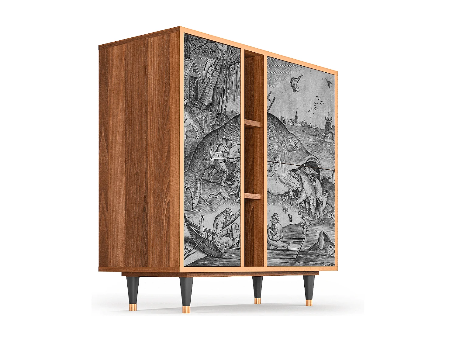 Buffet - 94х96х41 cm - BS5 - Big Fish Eat Little, Noyer