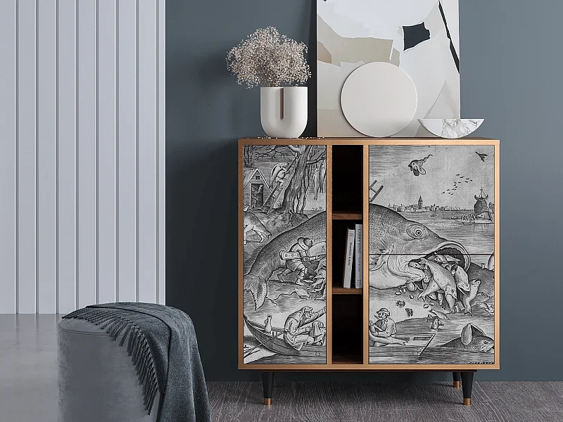 Sideboard - 94х96х41 cm - BS5 - Big Fish Eat Little, Walnuss