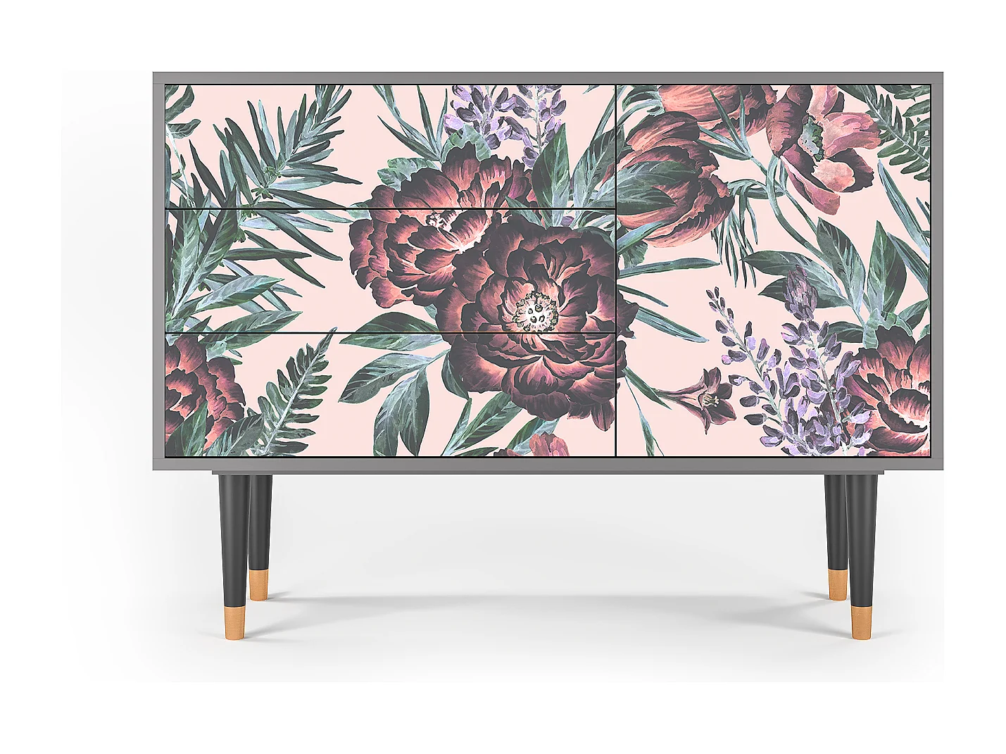 Aparador - 115х84х41 cm - S3 - Peach Peonies, Gris