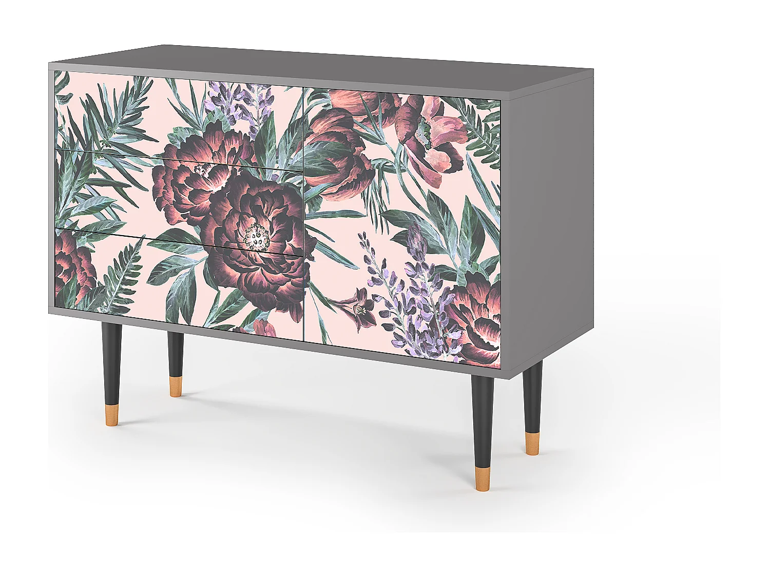 Aparador - 115х84х41 cm - S3 - Peach Peonies, Gris