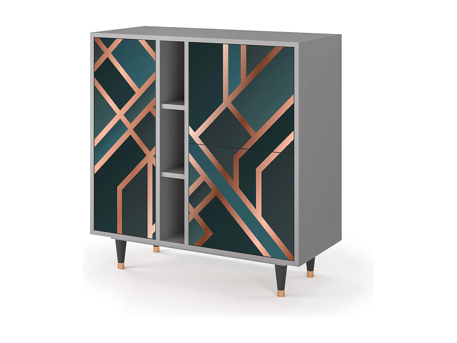 Kredens - 94х96х41 cm - BS5 - Bronze Crossroad, Szary