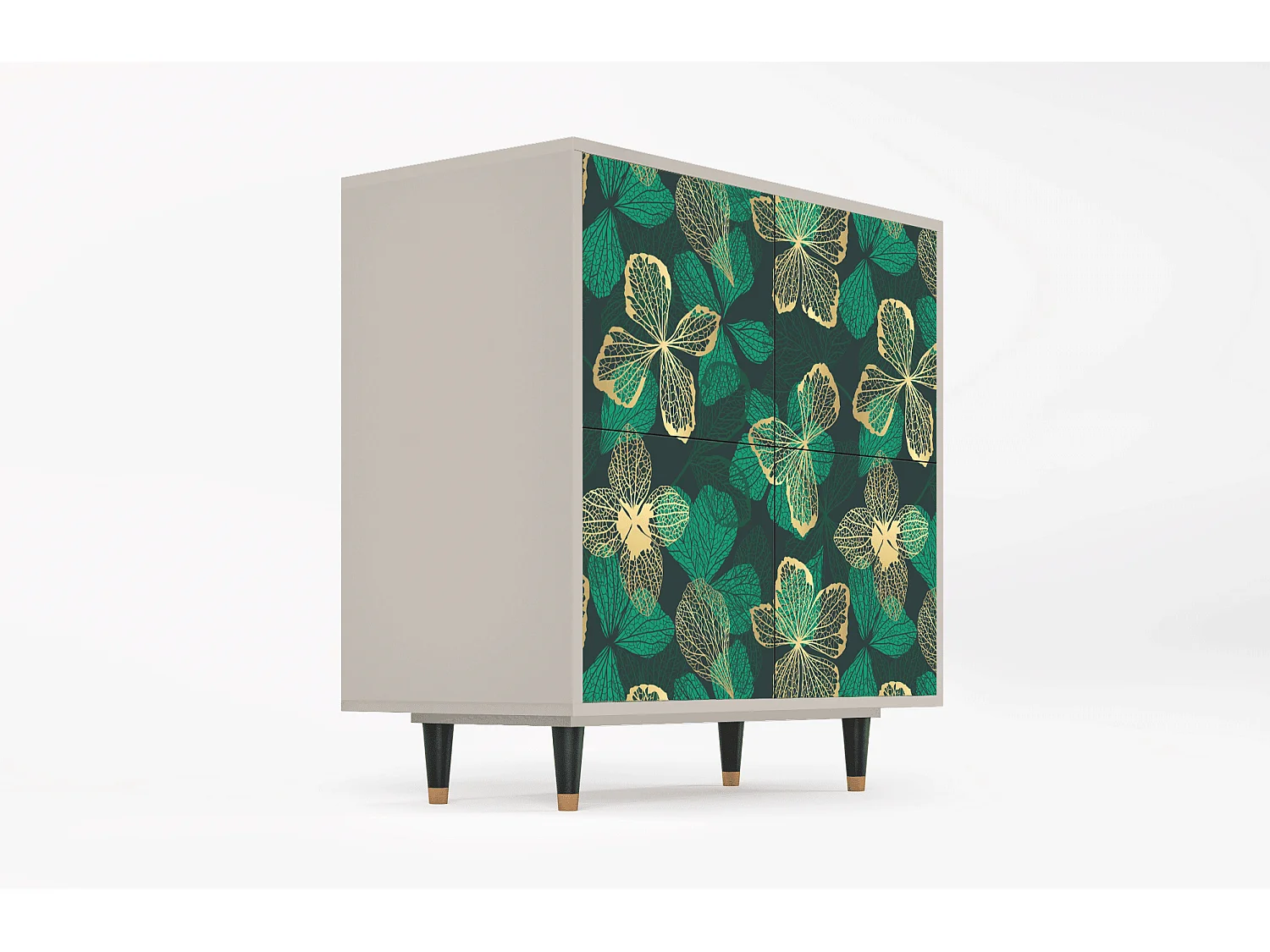 Kredens - 94x96x48 cm - BS3 - Green Flower, Piaskowy