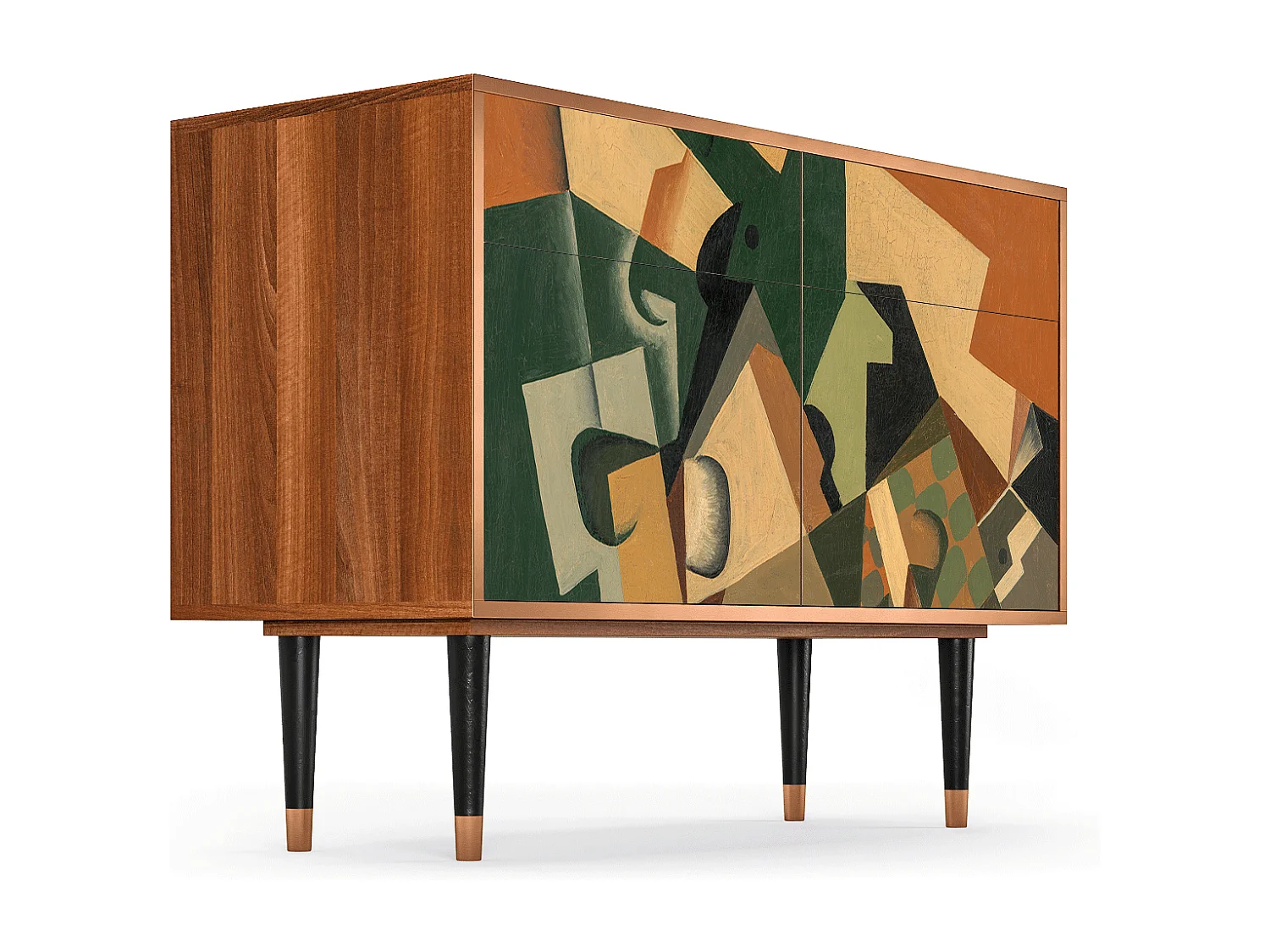 Buffet - 115x85x48 cm - BS4 - Glass and Checkerboard, Noyer