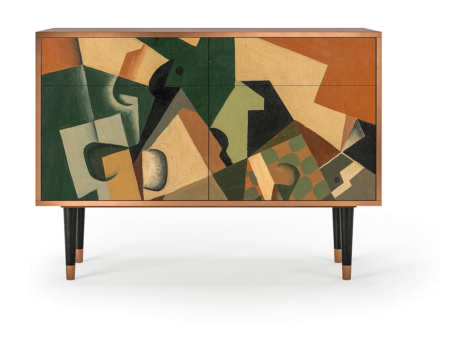 Dressoir - 115x85x48 cm - BS4 - Glass and Checkerboard, Walnoot