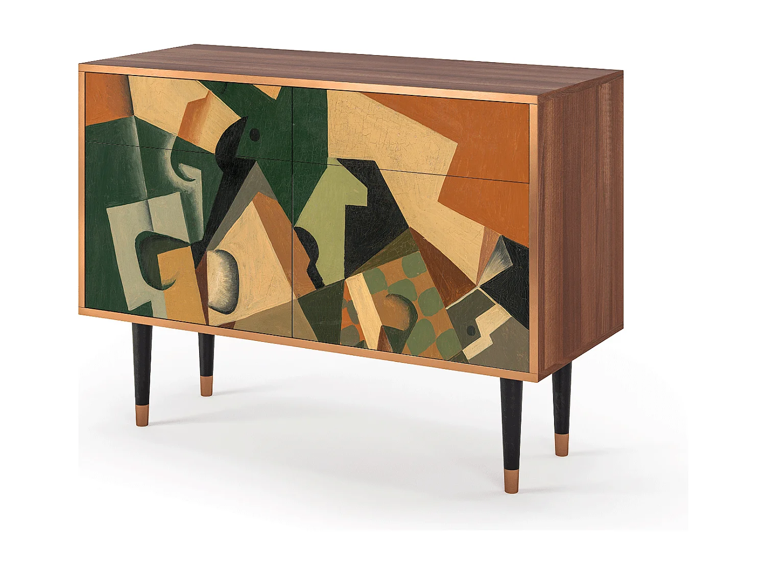 Dressoir - 115x85x48 cm - BS4 - Glass and Checkerboard, Walnoot