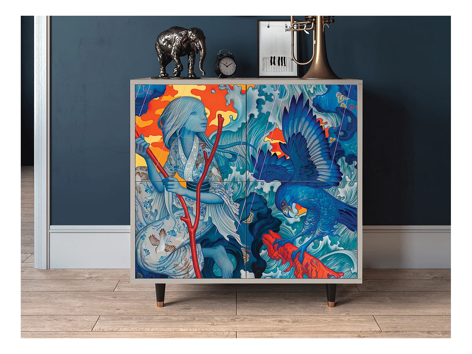 Sideboard - 94x96x48 cm - BS3 - The Girl - James Jean, Sand