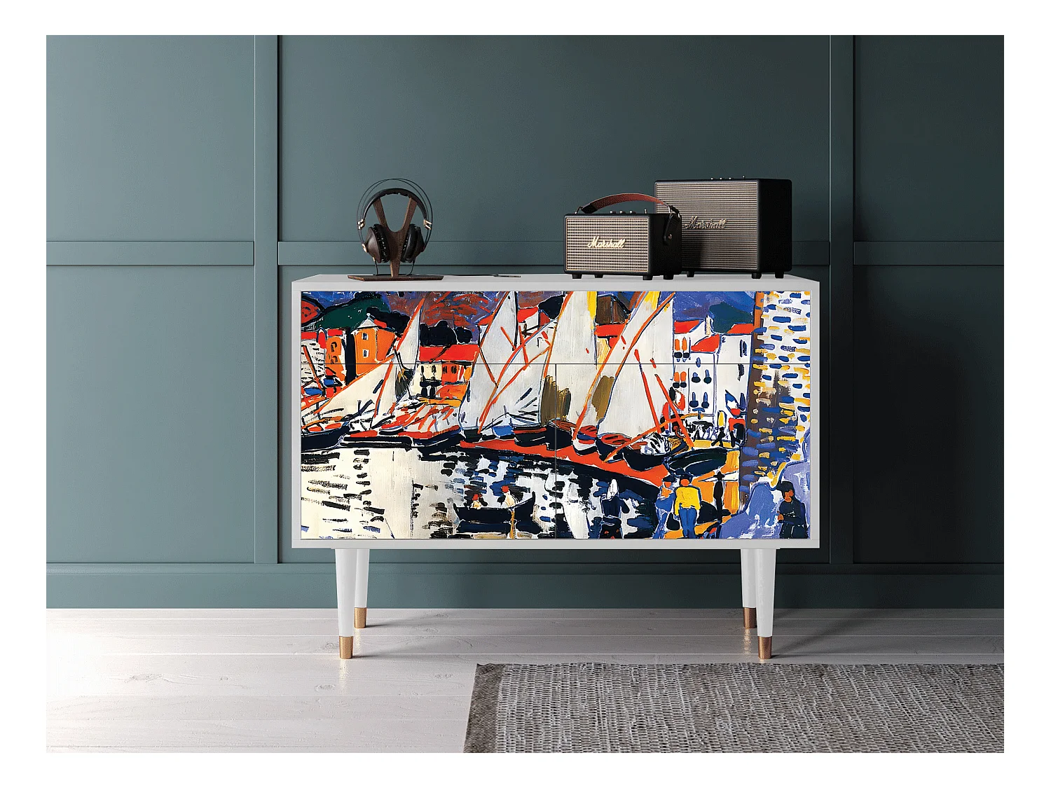 Sideboard - 115x85x48 cm - BS4 - Le Séchage des voiles , Weiß