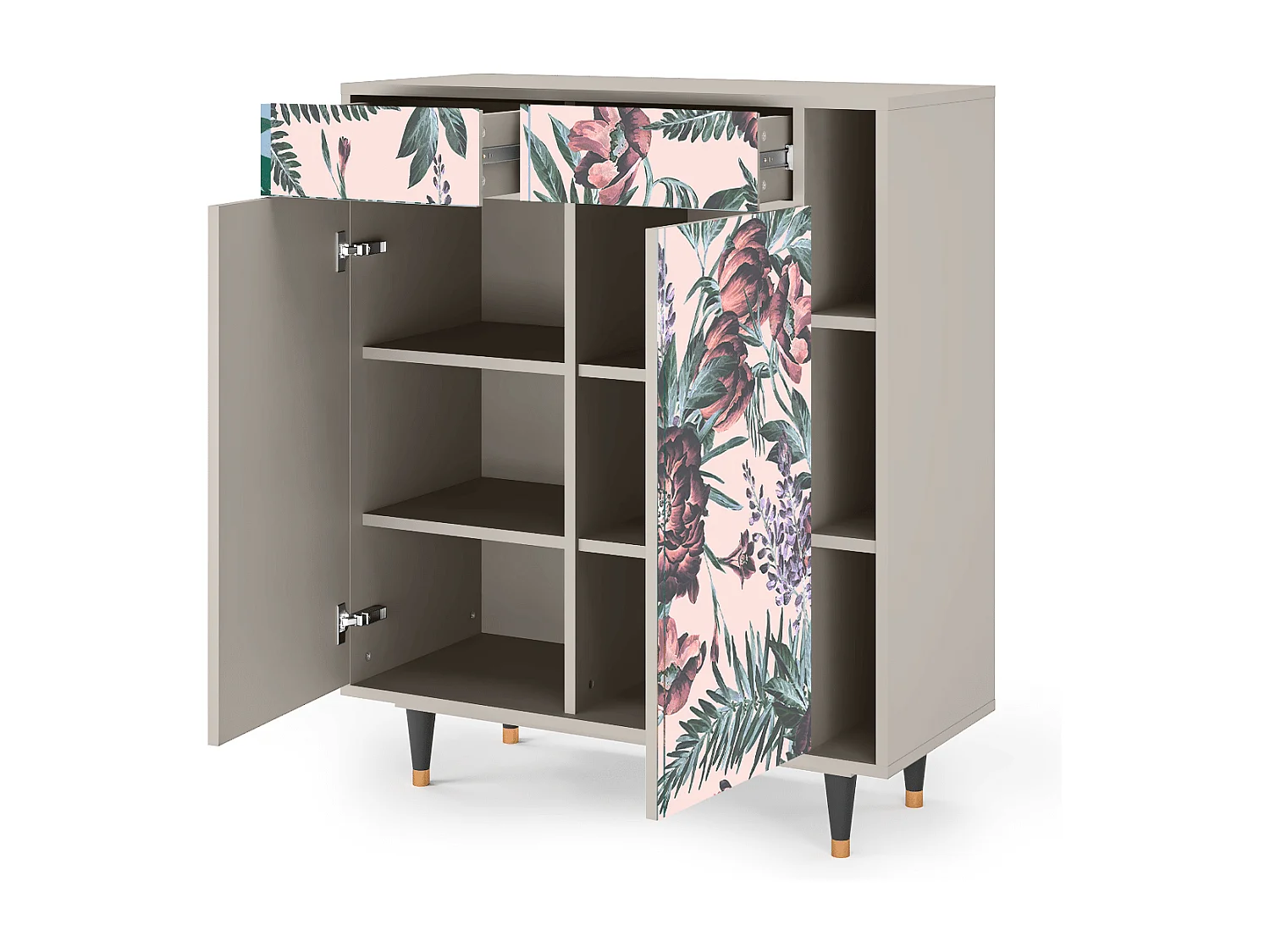 Aparador - 96х110х41 cm - BS6 - Peach Peonies, Areia