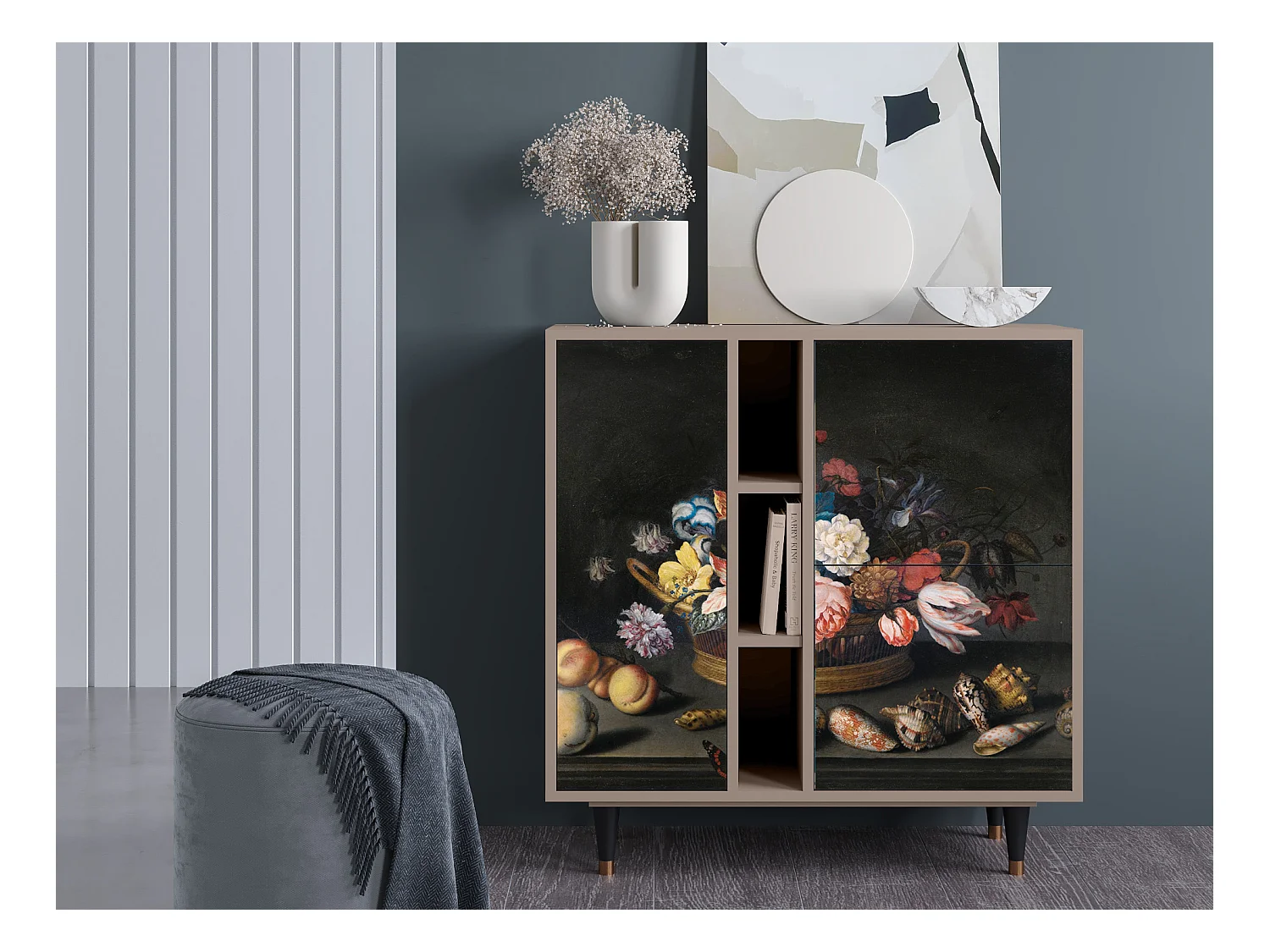 Sideboard - 94х96х41 cm - BS5 - Still Life with Flowers, Latte