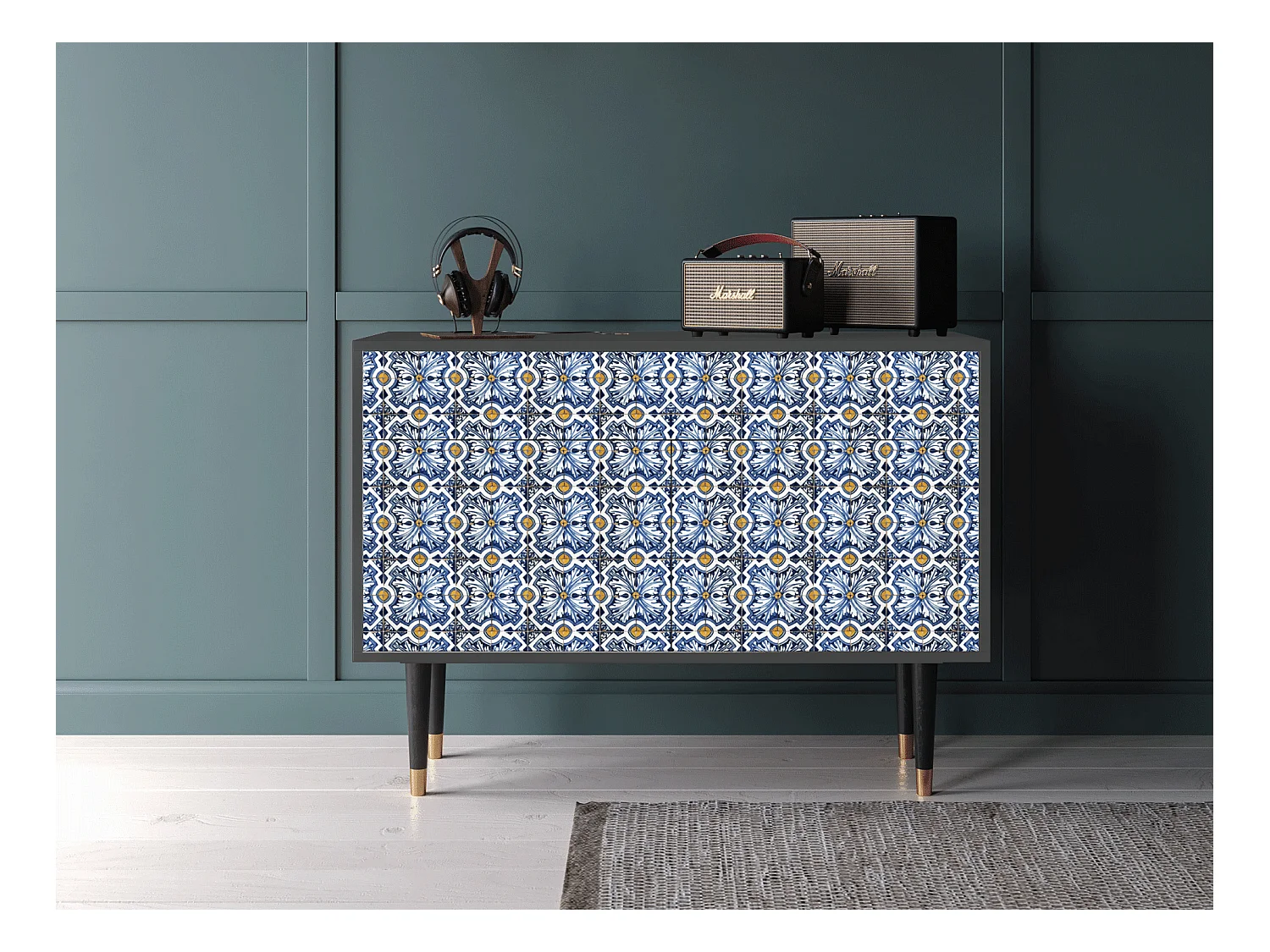Sideboard - 115x85x48 cm - BS4 - Lovely Cornflowers, Anthrazit