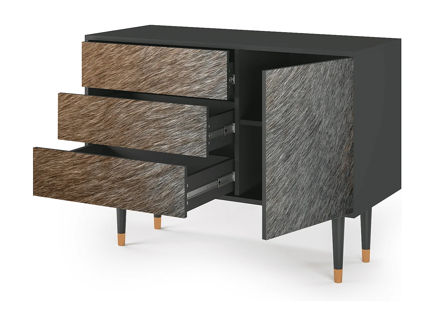 Kredens - 115х84х41 cm - S3 - Peanut Hair, Antracyt