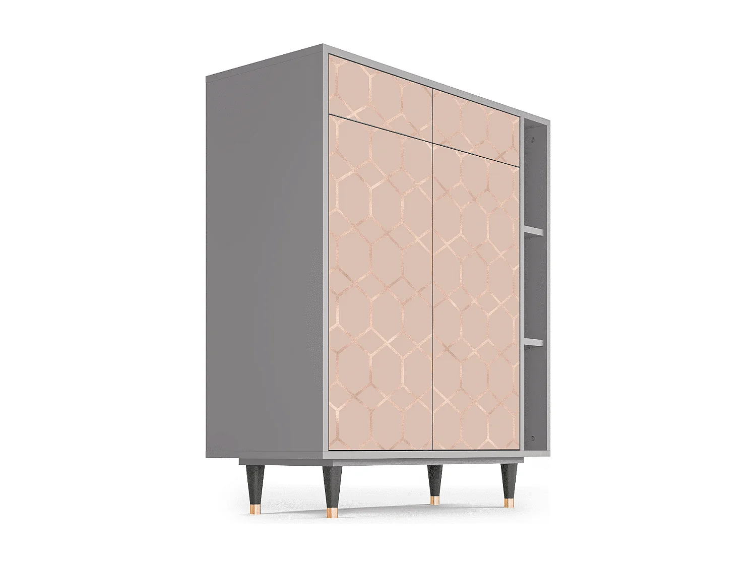 Kredens - 96х110х41 cm - BS6 - Rose Honeycomb, Szary