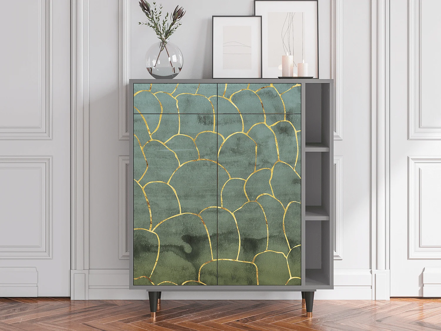 Sideboard - 96х110х41 cm - BS6 - Magnificent Water Lily, Grau