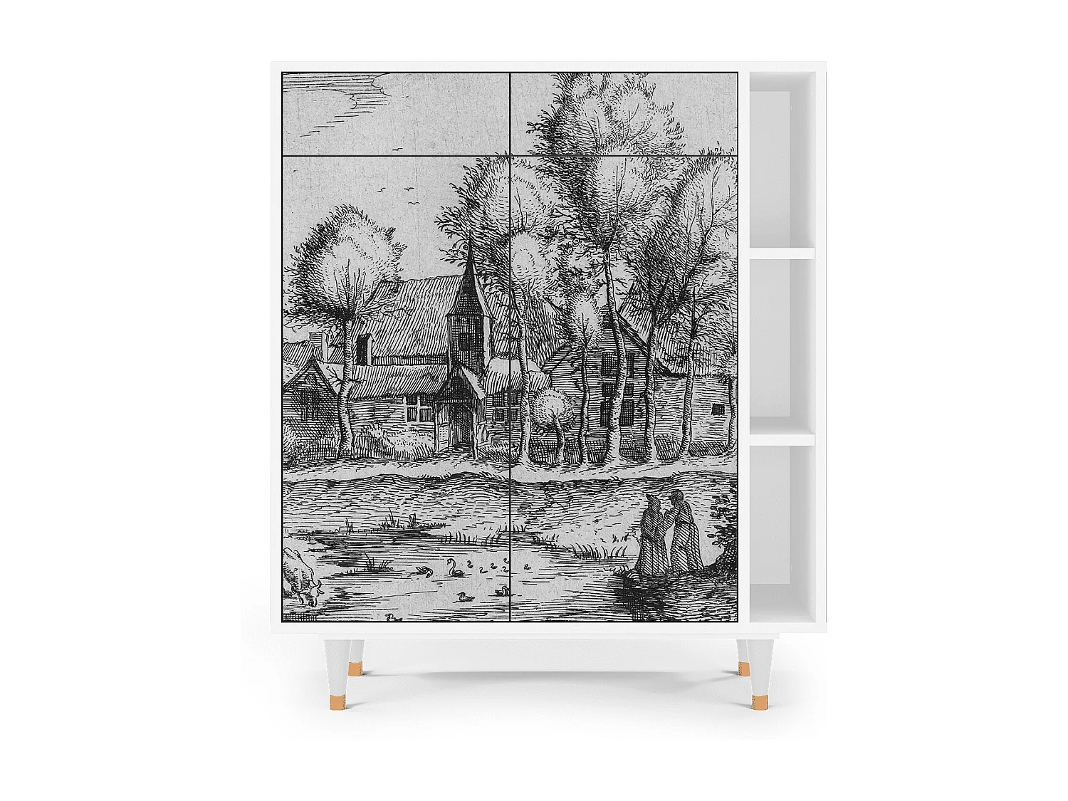 Kredens - 96х110х41 cm - BS6 - A Pond, Biały