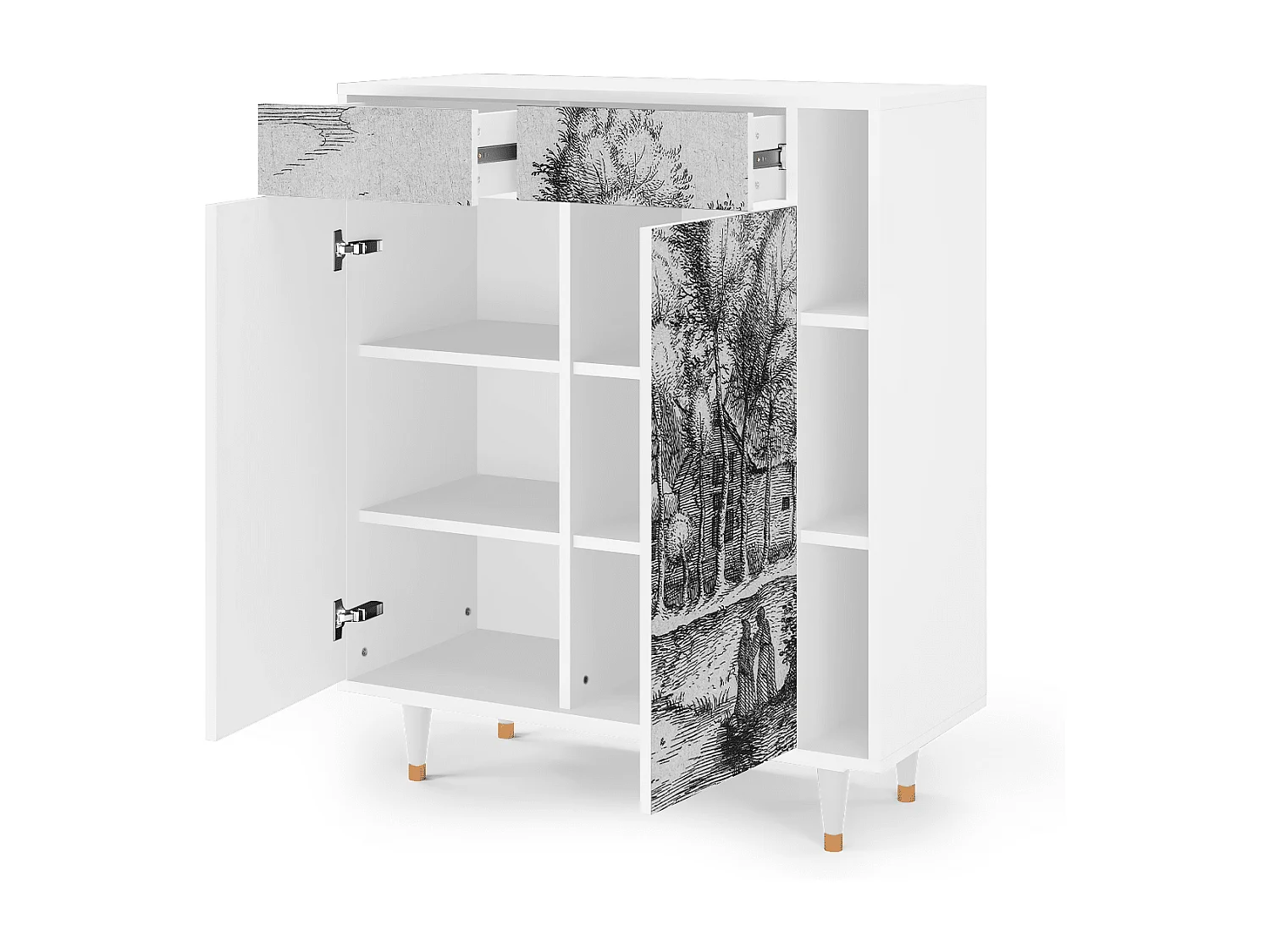 Kredens - 96х110х41 cm - BS6 - A Pond, Biały